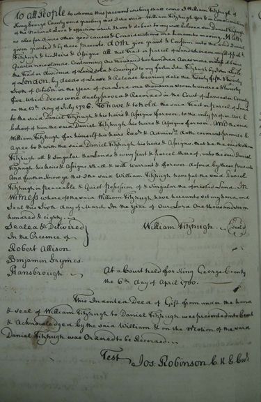 The will of WIlliam Fitzhugh