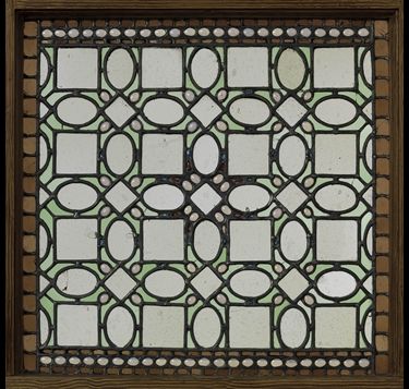 Leaded colored glass windows in the Metcalfe Stair Hall