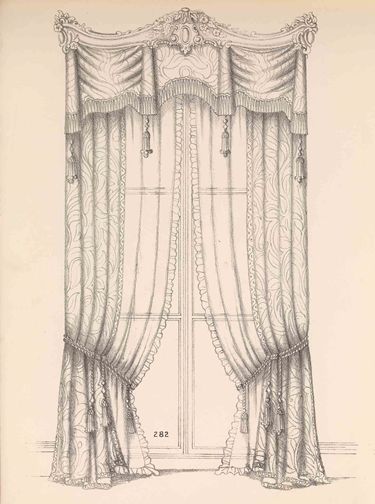 Hand drawn sketch of drapes.