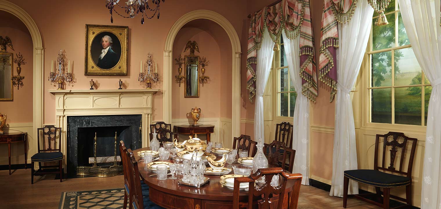 View of the fireplace wall of the Baltimore Room at The Met