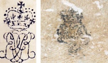 A tax stamp, common in London in wallpaper sales at the time.