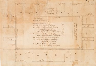 A floor plan detailing where wallpaper was to be hung in Van Rensselaer Hall