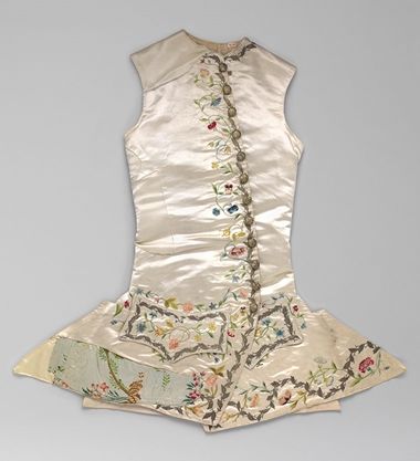 White silk waistcoat with embroidered flowers