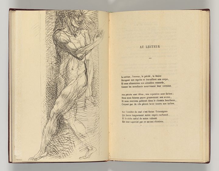 An image of Charles Baudelaire's 'Les Fleurs du Mal' illustrated by Auguste Rodin